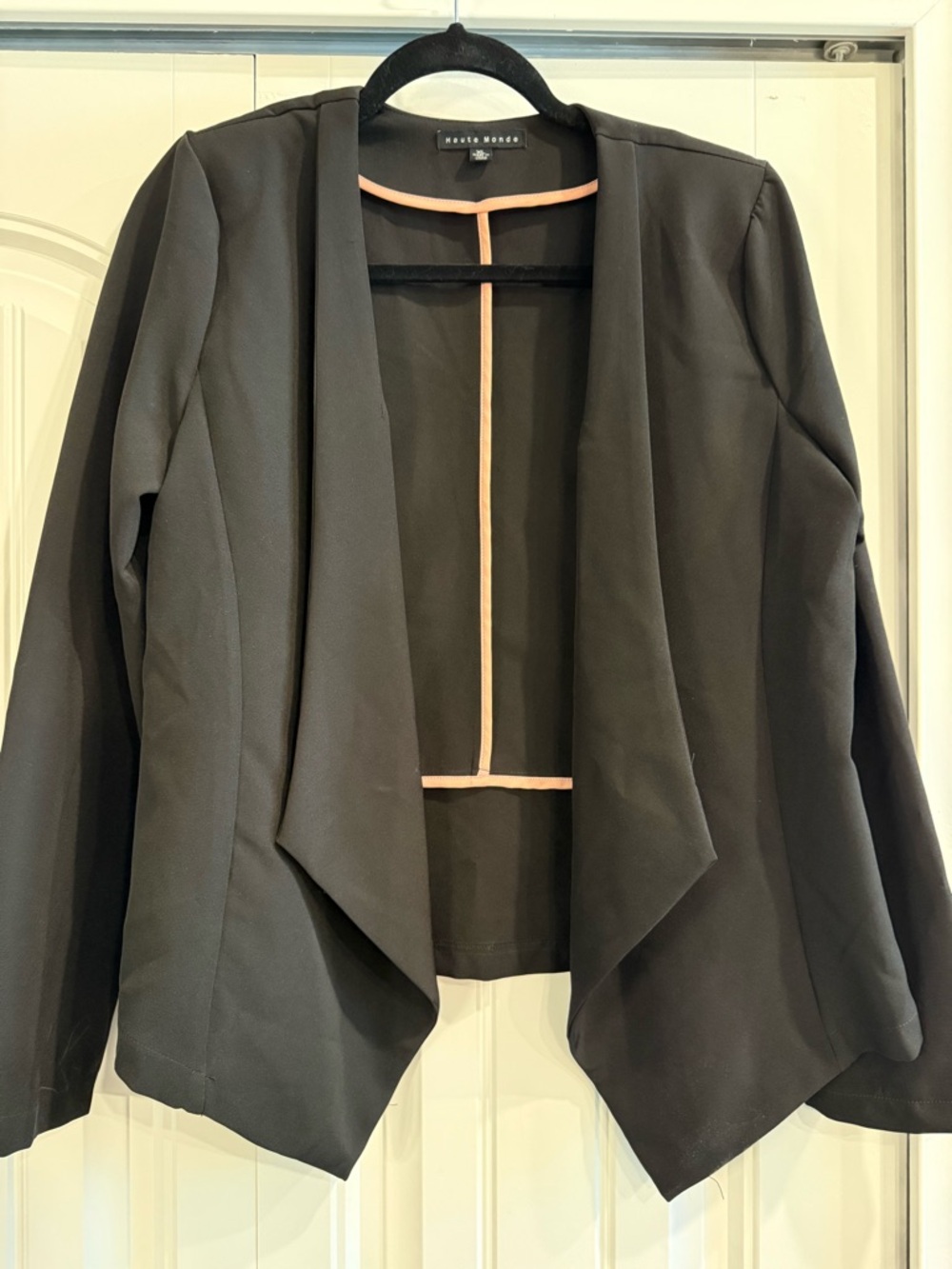 Haute Monde Black Blazer with Blush-Pink Trim